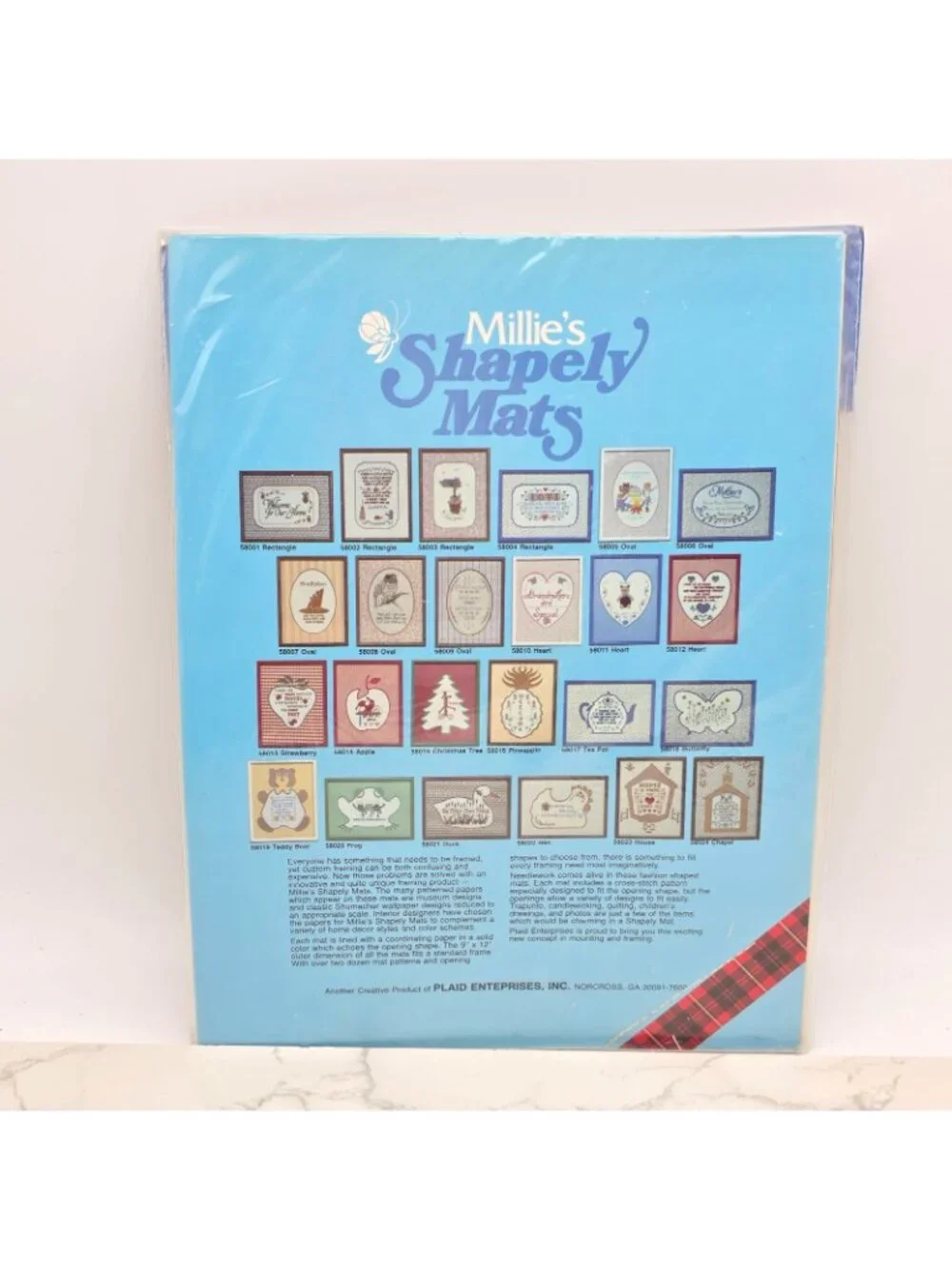 Vintage Millies Shapely Mats Hen Cross Stitch Kit 1983 Framing Mat Plaid 58022
